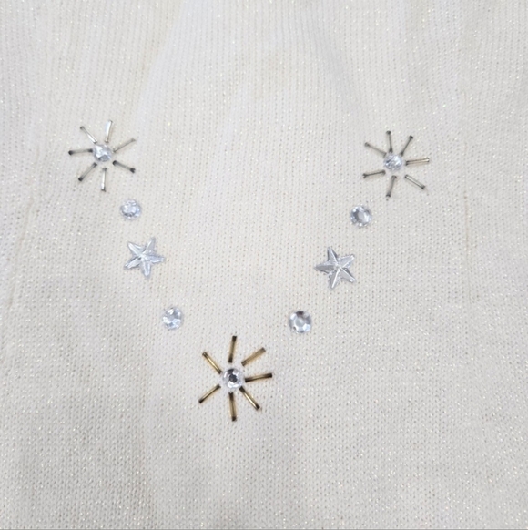 Michael Simon~VTG 90s~Beaded~Celestial Stars Snowflake~ Sweater Vest~Y2K~MEDIUM - Picture 6 of 9